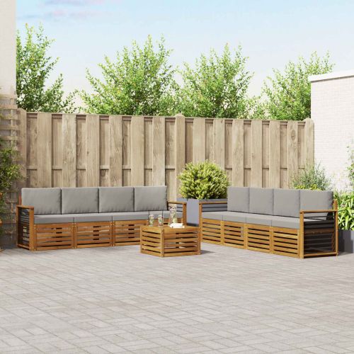 Комплекти дивани с възглавница 9 pcs Естествено и светло сиво