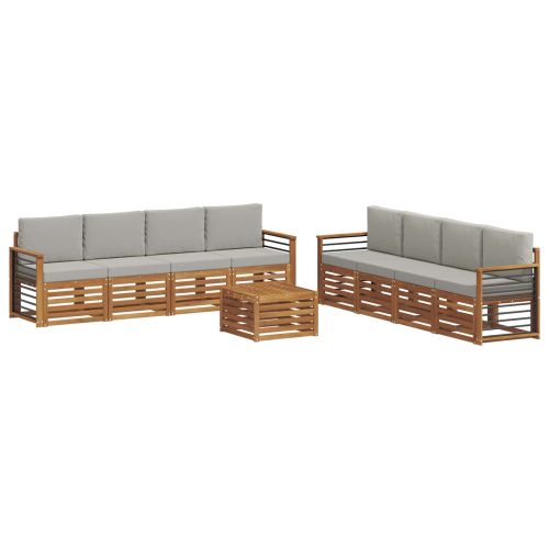 Комплекти дивани с възглавница 9 pcs Естествено и светло сиво