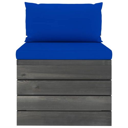 Градински мебели от палети 2 части с възглавници бор масив