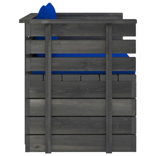 Градински фотьойл с възглавници, борова дървесина