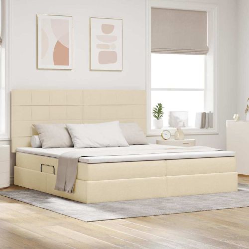 Легло с място за съхранение и матрак Кремав 200 x 200 cm