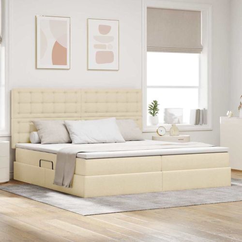 Легло с място за съхранение и матрак Кремав 200 x 200 cm