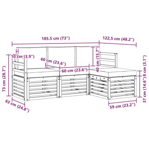 Комплект дивани за открито 4 pcs Натурален и Антрацит