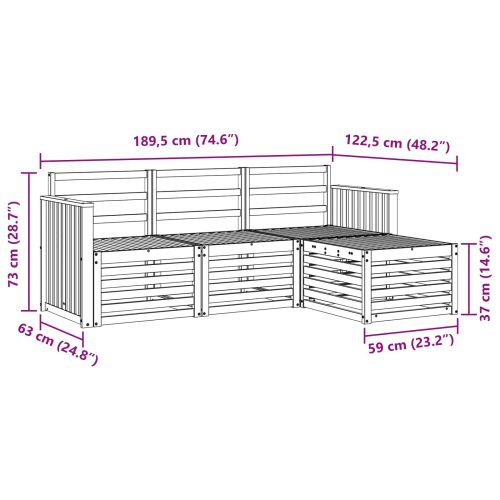 Комплект дивани за открито 4 pcs Естествен