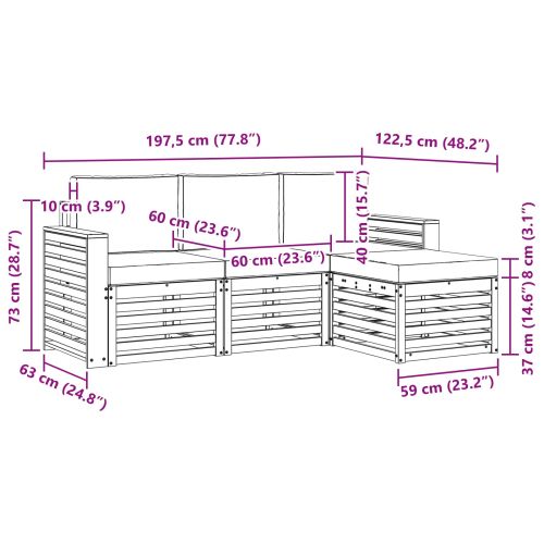 Комплект дивани за открито 4 pcs Натурален и Антрацит