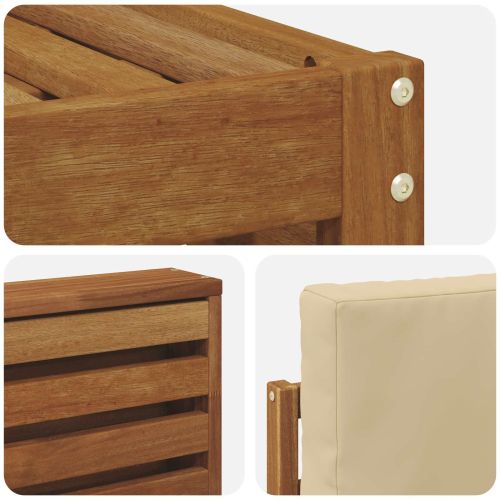 Комплекти дивани 4 pcs Натурален и Бежов Солидно акациево дърво