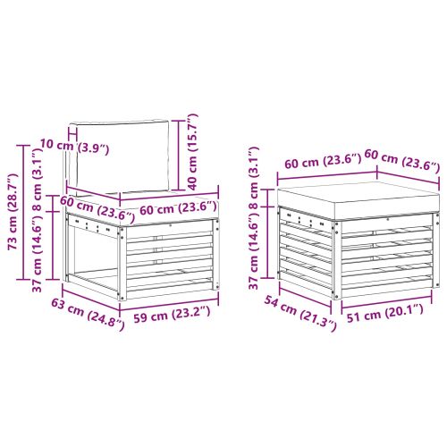 Комплект дивани за открито 4 pcs Натурален и Крема