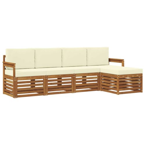 Комплекти дивани 5 pcs Натурален и Крема Солидно акациево дърво