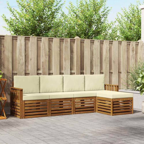 Комплекти дивани 5 pcs Натурален и Крема Солидно акациево дърво