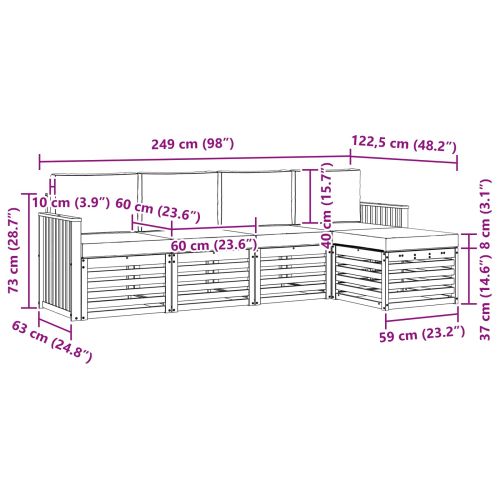 Комплекти дивани 5 pcs Натурален и Бежов Солидно акациево дърво