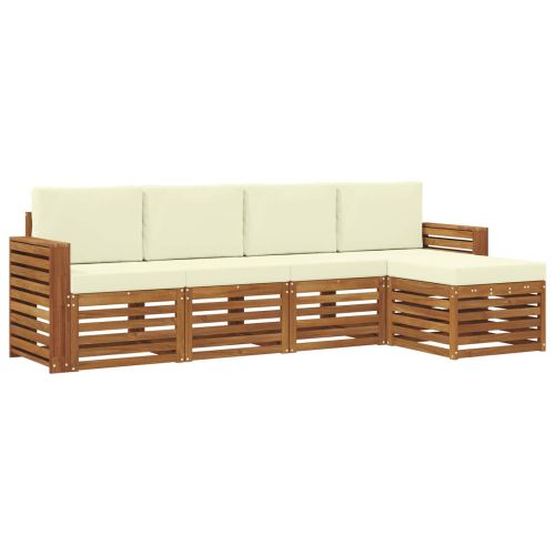 Комплекти дивани 5 pcs Натурален и Крема Солидно акациево дърво