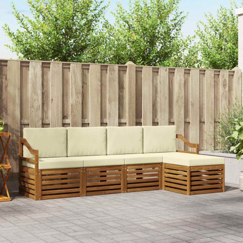 Комплекти дивани 5 pcs Натурален и Крема Солидно акациево дърво