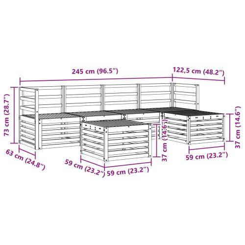 Комплект дивани за открито 6 pcs Естествен