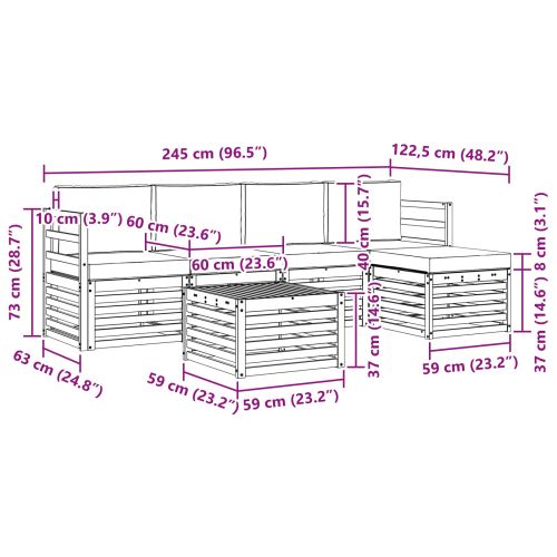 Комплект дивани за открито 6 pcs Натурален и Бежов