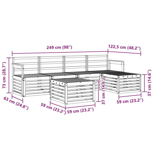 Комплект дивани за открито 6 pcs Естествен