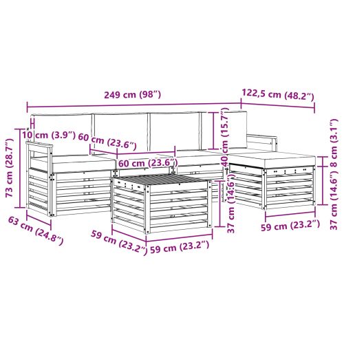 Комплект дивани за открито 6 pcs Натурален и Бежов