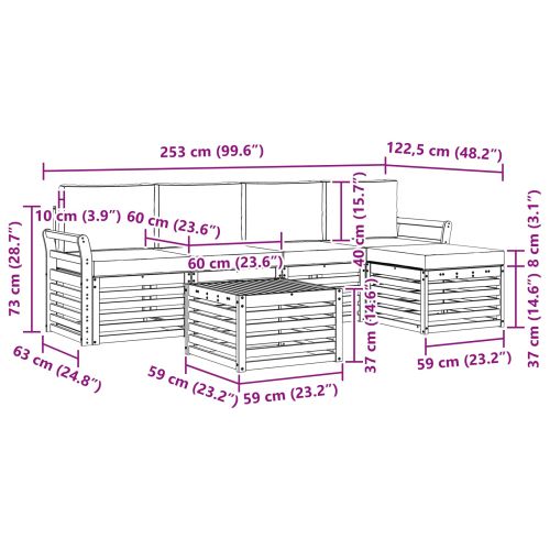 Комплект дивани за открито 6 pcs Натурален и Крема