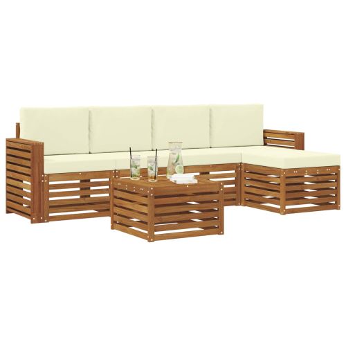 Комплект дивани за открито 6 pcs Натурален и Крема