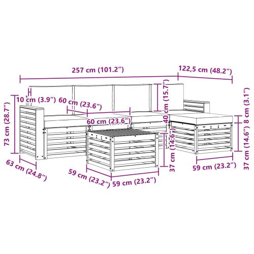 Комплекти дивани 6 pcs Натурален и Бежов Солидно акациево дърво