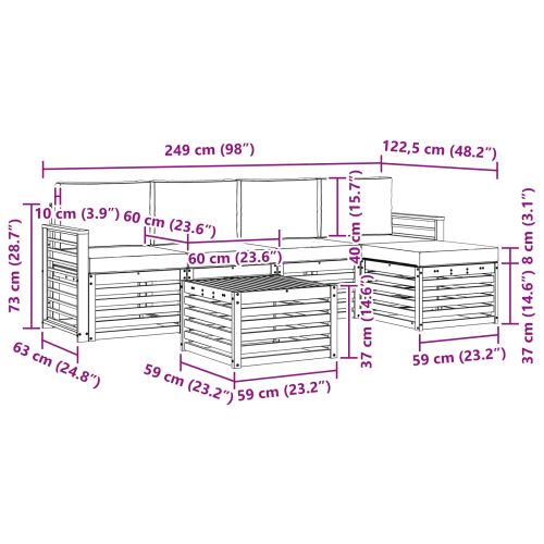Комплект дивани за открито 6 pcs Натурален и Бежов