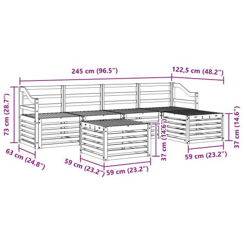Комплект дивани за открито 6 pcs Естествен