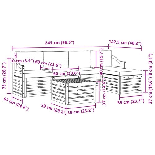 Комплект дивани за открито 6 pcs Натурален и Крема