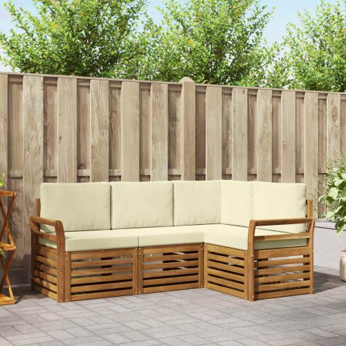 Комплекти дивани 4 pcs Натурален и Крема Солидно акациево дърво