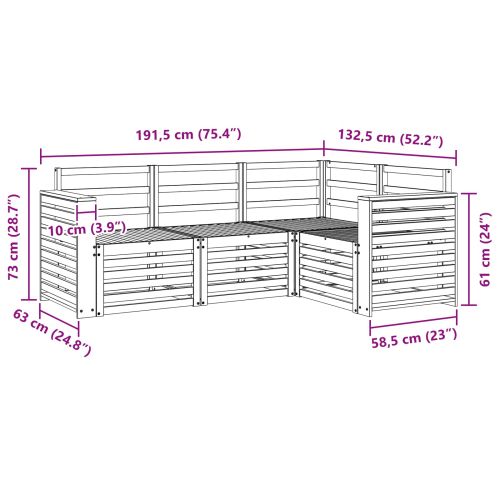 Комплекти дивани 4 pcs Естествен Солидно акациево дърво