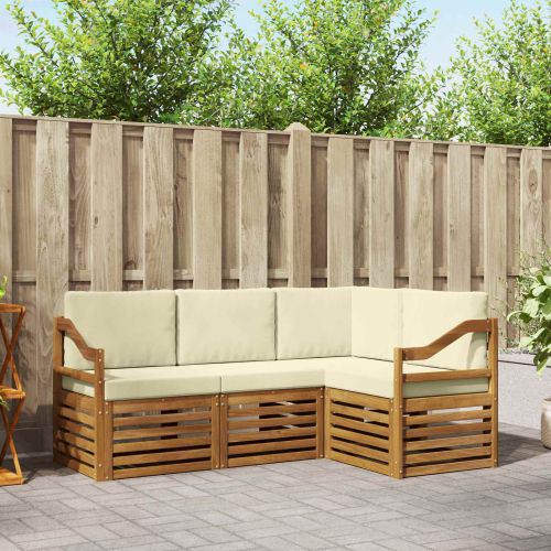 Комплекти дивани 4 pcs Натурален и Крема Солидно акациево дърво