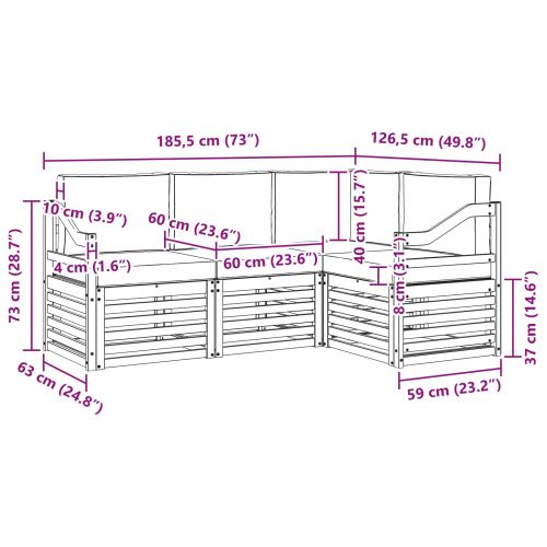 Комплекти дивани с възглавница 4 pcs Естествено и светло сиво