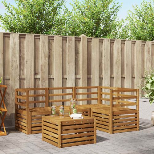 Комплекти дивани 5 pcs Естествен Солидно акациево дърво