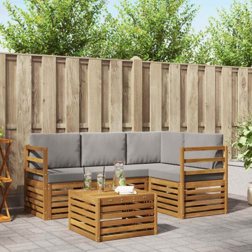 Комплекти дивани с възглавница 5 pcs Естествено и светло сиво