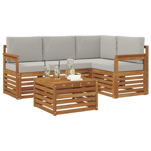 Комплект дивани за открито 5 pcs Естествено и светло сиво