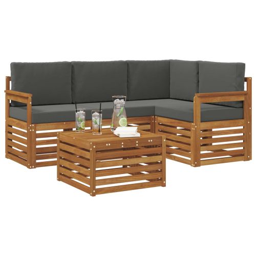 Комплект дивани за открито 5 pcs Натурален и Антрацит