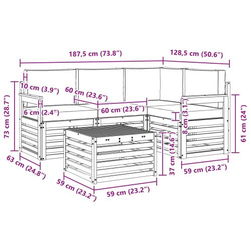 Комплект дивани за открито 5 pcs Натурален и Бежов