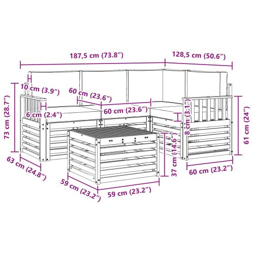 Комплект дивани за открито 5 pcs Натурален и Крема