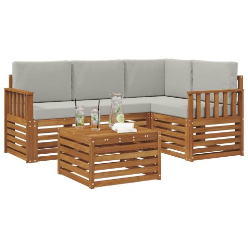 Комплект дивани за открито 5 pcs Естествено и светло сиво