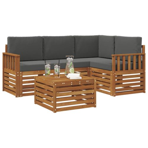 Комплект дивани за открито 5 pcs Натурален и Антрацит