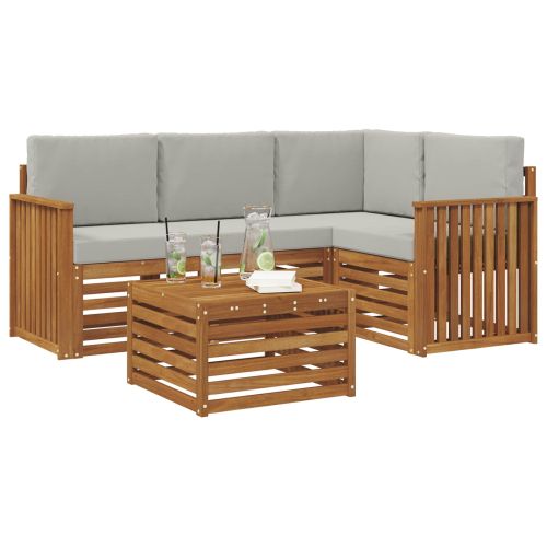 Комплект дивани за открито 5 pcs Естествено и светло сиво