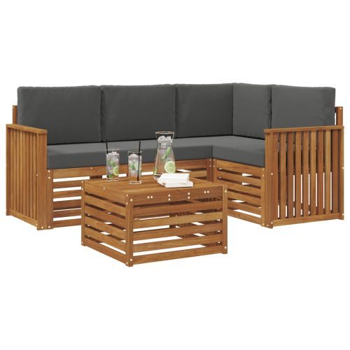 Комплект дивани за открито 5 pcs Натурален и Антрацит