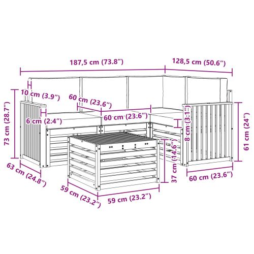 Комплект дивани за открито 5 pcs Натурален и Антрацит