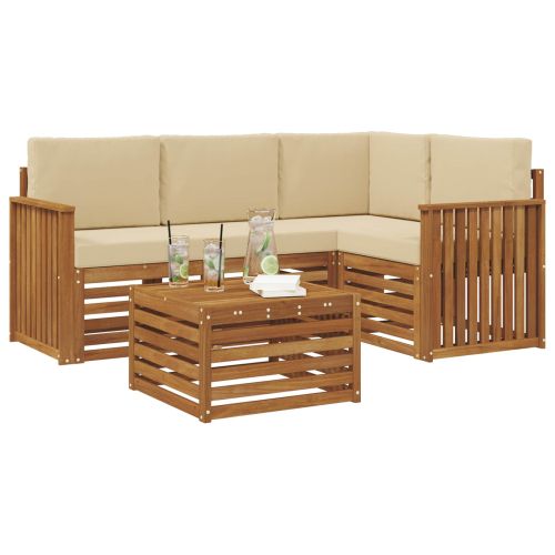 Комплект дивани за открито 5 pcs Натурален и Бежов