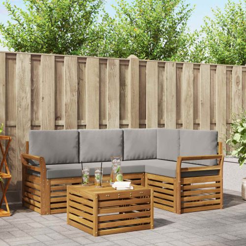 Комплекти мебели 5 pcs Естествено и светло сиво Инженерно дърво