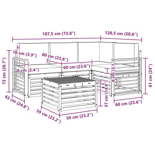 Комплект дивани за открито 5 pcs Натурален и Антрацит