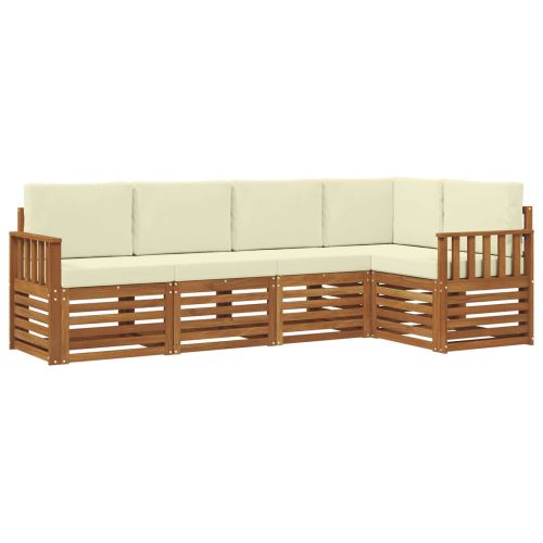 Комплекти дивани 5 pcs Натурален и Крема Солидно акациево дърво