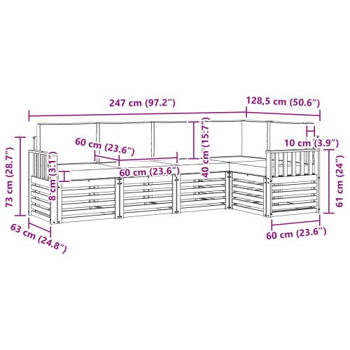 Комплект секционен диван 5 pcs Естествено и светло сиво