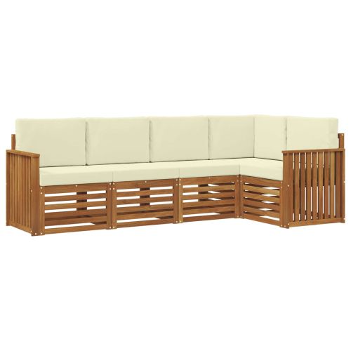 Комплекти дивани 5 pcs Натурален и Крема Солидно акациево дърво