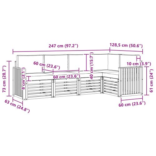 Комплект секционен диван с възглавница 5 pcs Натурален и Крема