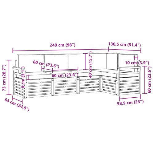 Комплект секционен диван 5 pcs Естествено и светло сиво