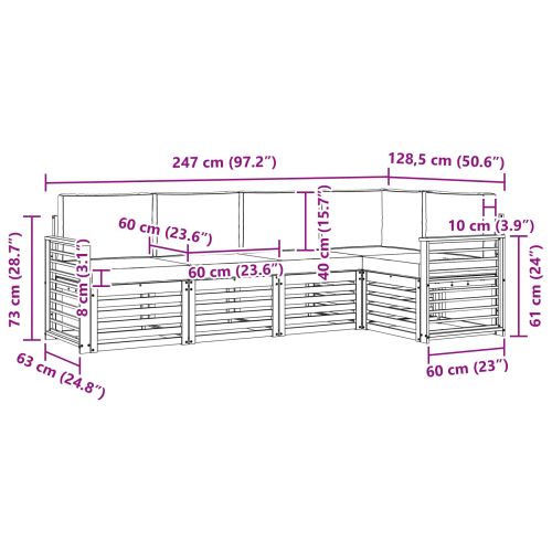 Комплект секционен диван 5 pcs Естествено и светло сиво